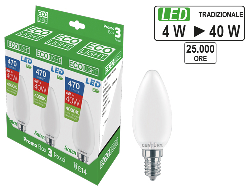 LAMPADINE ECOLIGHT LED SATEN OL.4W CF3PZ