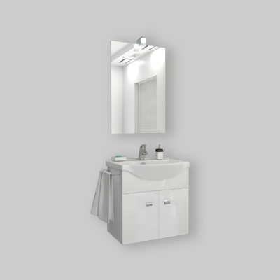 COMPOSIZIONE MOBILE DA BAGNO EMMA SOSPESA  Bianco Lucido - cm 55