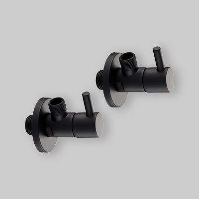 COPPIA RUBINETTI SOTTOLAVABO LUSSO TONDO NERO OPACO 1/2" x 3/8"