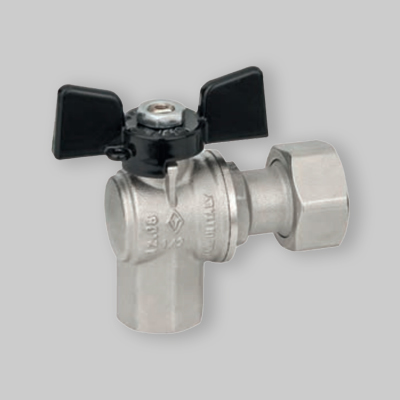 VALVOLA A SQUADRO FF CON DADO GIREVOLE FARFALLA IN ALLUMINIO BUGATTI 3/4"x3/4" DN 15