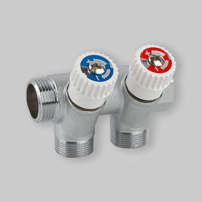 COLLETTORE INCLINATO CON RUBINETTI DI ARRESTO 3/4"x1/2" (16) 4 Vie MF