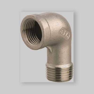 RACCORDO GOMITO A 90° FILETTATO M/F IN ACCIAIO INOX 1/2"