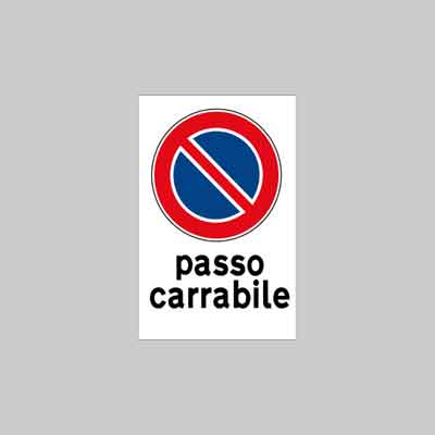CARTELLO ''PASSO CARRABILE'' cm 20x30 (cartone 10 pz)