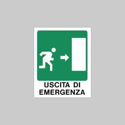 CARTELLO ''USCITA DI EMERGENZA DX'' cm 20x30 (cartone 10 pz)