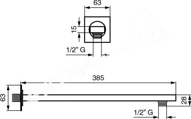 BRACCIO BRACCETTO DOCCIA SEZIONE RETTANGOLARE EMMEVI C00698 ADE MINU SIRIS